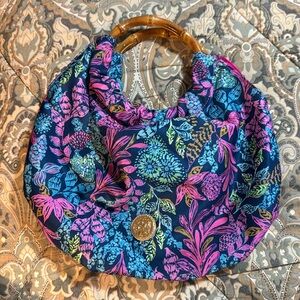 NWOT Lilly Pulitzer GWP Bamboo Bag Aegean Navy Calypso Coast‎